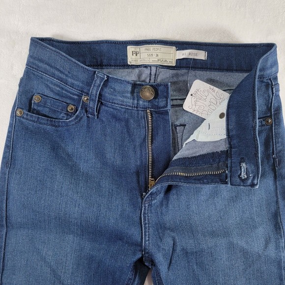 Free People Women's Jeans Size 26 Hi-Rise Skinny Blue Stretch Denim Made In USA - Picture 3 of 16